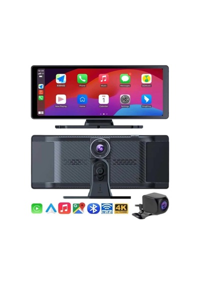 Hubrendy Tekno 4k Ultra Araç İçi Ön Ve Arka Kameralı Ekran Hd 2 Kameralı Torpido Üstü Araç Multimedy