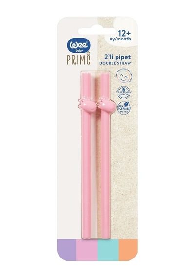 Wee Baby Prime Diş 2Li Pembe Silikon Pipet 12 Ay +