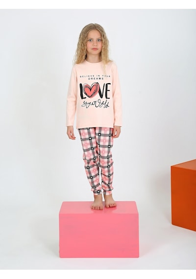 Kız Çocuk Uzun Kollu %100 Pamuklu Düğmeli Pijama Takımı Your Dreams SOMON