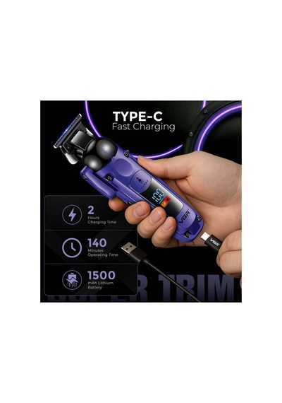 V-274 7000 Rpm Turbo Titanyum Seramik Bıçak Saç Sakal Makinesi - Mor