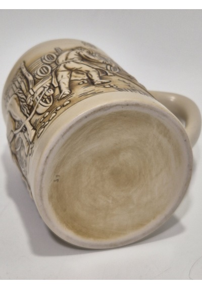 Vintage Tankart Kabartmalı At Arabası Figürlü Alman Bira Bardağı 14cm