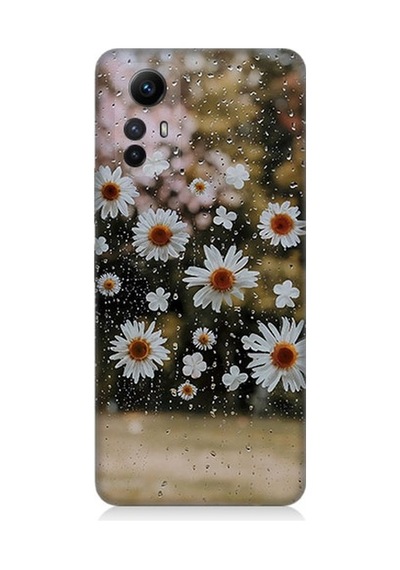 Xiaomi Redmi Note 12s Uyumlu Yağmur Ve Papatyalar Desenli Silikon Kılıf