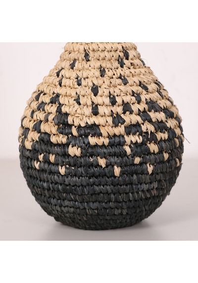 Garlıc Rafya Vazo - Saksı 22x42 Cm Siyah