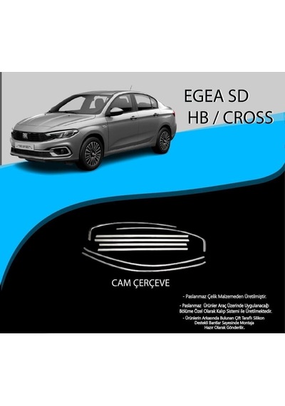 Fiat Egea Uyumlu Sedan Krom Cam Çerçevesi 8 Parça