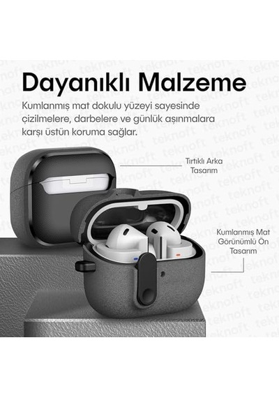 Buds 3 Pro Buds 3 Ve Buds 3 Fe İle Uyumlu Mandallı Kapak Kilit Sistemli Kumlanmış Mat Dokulu Darbelere Dayanıklı Hi