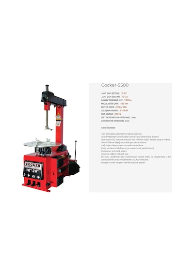 Cocker S-500 Lastık Sokme Takma Makınası