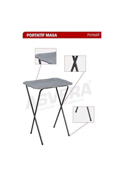 Asvera Zenith Pratik Katlanabilir Kamp Sehpası - Metal Gövdeli Portatif Balkon Ve Piknik Masası Diğer