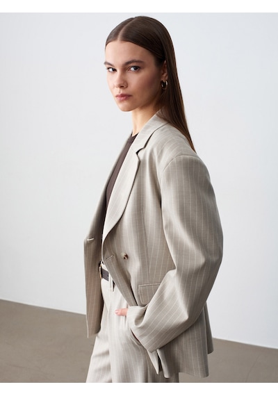 Dilvin 60803 Yan Düğme Detaylı Blazer-taş
