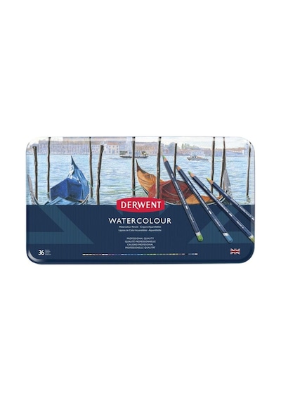 Derwent Watercolour Pencil Suluboya Kalem Seti 36'lı Teneke Kutu
