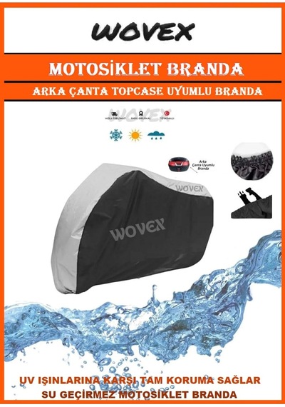 Honda Forza 250 İle Uyumlu Gri-siyah Kombinasyonlu Topcase Uyumlu Su Geçirmez Motosiklet Branda