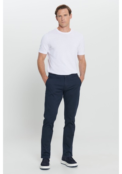 Erkek Lacı Slim Fit Dar Kesim Pamuklu Esnek Chino Pantolon Lacı Lacivert