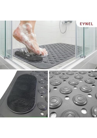 Vantuzlu Banyo Ve Duş Kaydırmazı Duşa Kabin Küvet İçi Vantuzlu Banyo Duş Paspası 35x69 Cm Gri Açık Ahşap