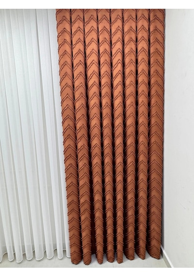 Nivemeshome Ritim Kiremit 1/3 Pileli Fon Perde 60x280
