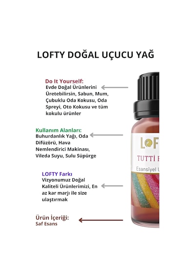 Lofty Tuttİ Frutti Sakız Uçucu Yağ Buhurdanlık Esansı Oda Kokusu 10 ML