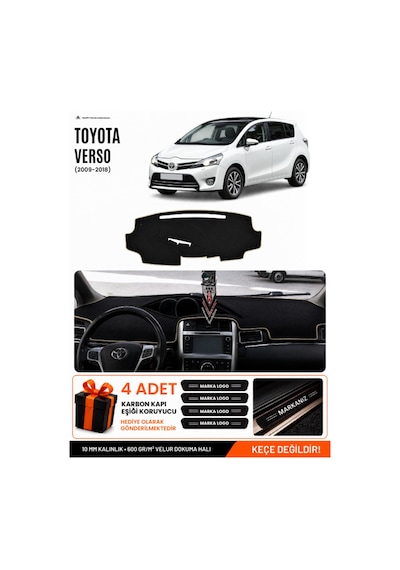 Toyota Verso 2009-2018 Uyumlu Torpido Koruma, Torpido Örtüsü, Torpido Kılıfı - Siyah-bej - To024