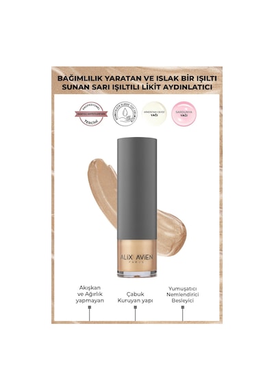 Alix Avien Sarı Işıltılı Likit Aydınlatıcı Liquid Highlighter Yüz & Vücut İçin 102 30 ML