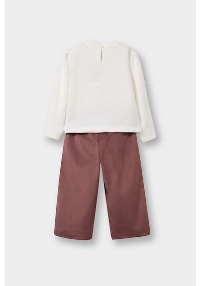 Defacto Kız Bebek 2li Takım Baskılı Sweatshirt Süet Pantolon G5713a525wnpn324 Pembe-pn324