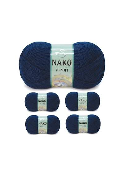 Tedar 5 Adet Vizon Premium Akrilik El Örgü İpi Yünü Renk No:148 Lacivert Najmaddin (No:1) 8.5Cm X 10.5 Cm