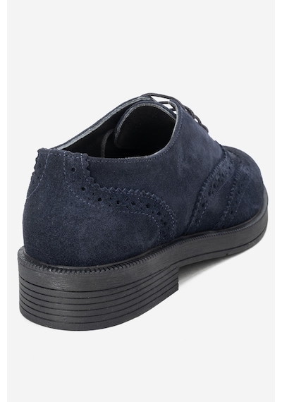 Luvishoes Avra Lacivert Süet Hakiki Deri Kadın Oxford Ayakkabı Lacivert