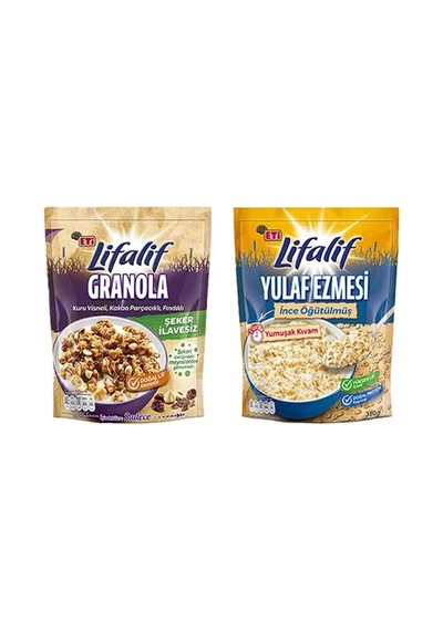 3 Adet Eti Lifalif İnce Öğütülmüş Yulaf Ezmesi & Granola İkilisi