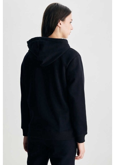 Ucla Rıley Siyah Kapüşonlu Nakışlı Standard Fit Kadın Sweatshirt Siyah