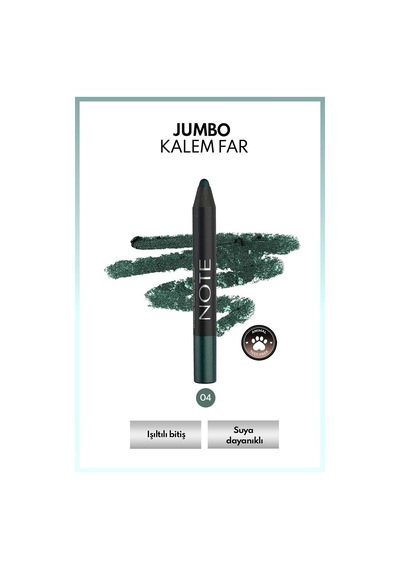 Note Cosmetique Jumbo Eyeshadow Pencil Waterproof Işıltılı Suya Dayanıklı Kalem Far 04 Emerald - Yeşil