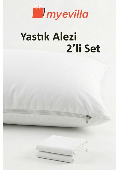 My Evilla Sıvı Geçirmez Yastık Alezi 50x70 Cm Su Geçirmez Yastık Koruyucu 1 Paket 2 Adet Beyaz