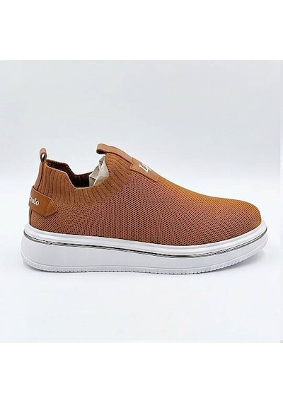 Daytex 1111 Erkek Slip-on - Full Triko Örgü Sportif Kalın Eva Taban Sneaker Taba