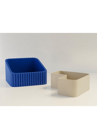3d Baskı Fıstık Kasesi - Çift Hazneli Kabuk Ayırıcı Sunum Kasesi - Mavi Bej Diğer