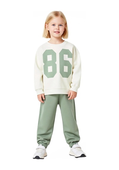 Frm Çocuk Kız Baskılı Oversize Sweatshirt Ve Pantolon Seti Konforlu V Mint Frm Çocuk Kız Baskılı Oversize Sweatshirt Ve Pantolon Seti Konforlu V Mint