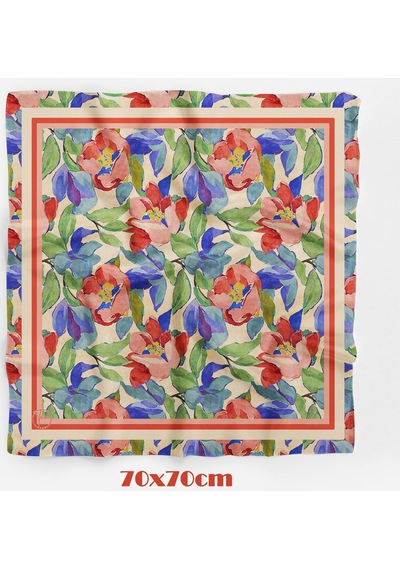 Çiçek Serenadı Desen 70 70cm Bandana/fular Çok Renkli