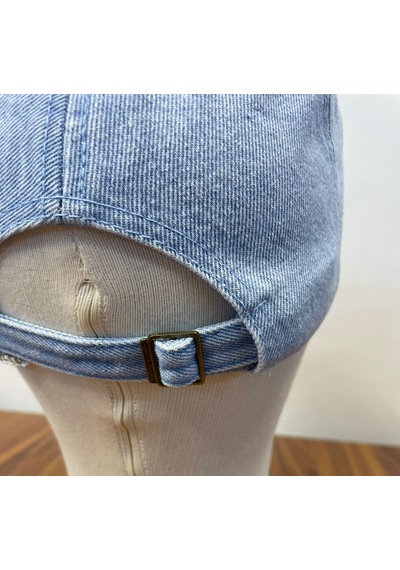 Jean Denim Kot Kumaş Vintage Unisex Cap Şapka Buz Mavi - Lacivert
