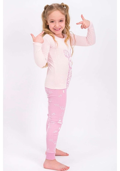 Rolypoly Tozsomon Rabbit Happy Kız Çocuk Pijama Takımı Somon