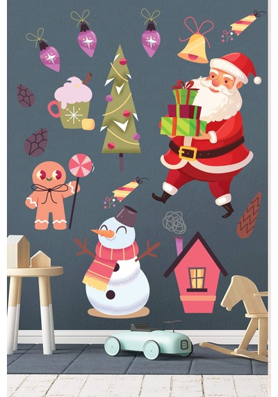 Crevidi Sevimli Noel Baba Ve Arkadaşları Çocuk Odası Stickeri