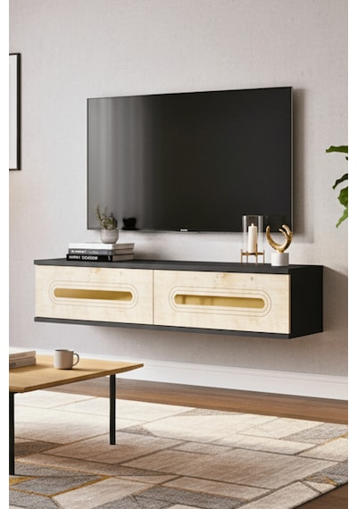 Tda1220atg - Rany120 Duvara Montaj Tv Stand, Tv Rafı, Tv Sehpası Antrasit - Traverten - Gold 120cm Tda1220atg - Rany120 Duvara Montaj Tv Stand, Tv Rafı, Tv Sehpası Antrasit - Traverten - Gold 120cm