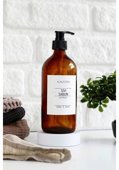 Lalezen Home Özel Koleksiyon Sıvı Sabunlukluk Etiketli Amber Şişe 500 Ml
