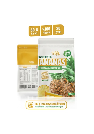 Dondurularak Kurutulmuş Ananas 20 G Freeze Dried Meyve Cipsi Çıtır Meyve Kurusu 6 Adet