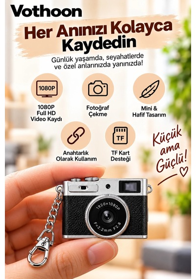Mini Retro Dijital Kamera 1080p Full Hd Fotoğraf & Video Çekimi Lcd Ekran Mini Kamera Tf Kart Destek