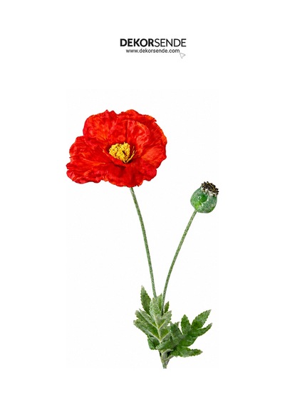Yapay Çiçek Anemon Gelincik Dal Kırmızı 60 Cm