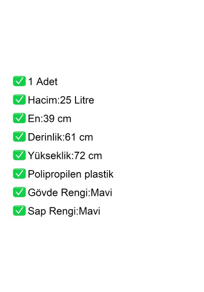 Pk25 Plastik Çocuk Market Alışveriş Arabası 25 Litre Mavi / En:39 Boy:61 Yükseklik:72 Cm