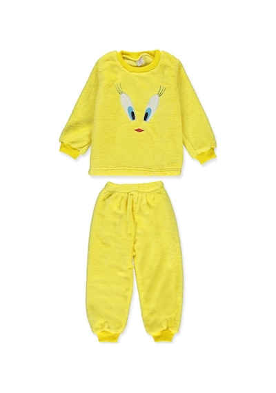 Welsoftlu Peluşlu Civciv Alt Üst Kız Çocuk Takım / Pijama Sarı Welsoftlu Peluşlu Civciv Alt Üst Kız Çocuk Takım / Pijama Sarı