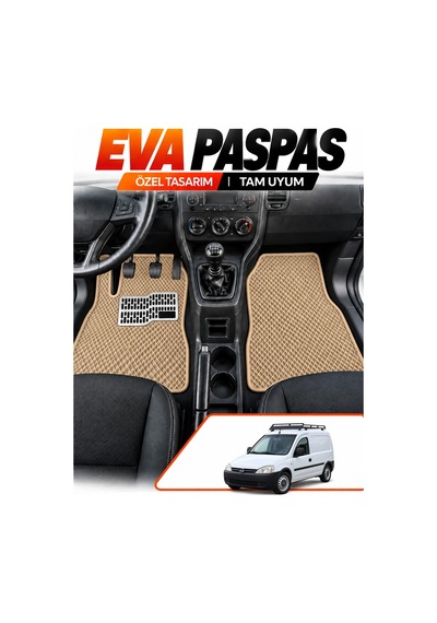 Opel Combo Panelvan 2001-2011 Uyumlu Eva Oto Paspas Metal Topukluklu Ön 2 Parça Bej