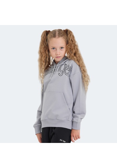 Slazenger LETTO Çocuk Kapüşonlu Cepli Taş Gri Sweatshirt