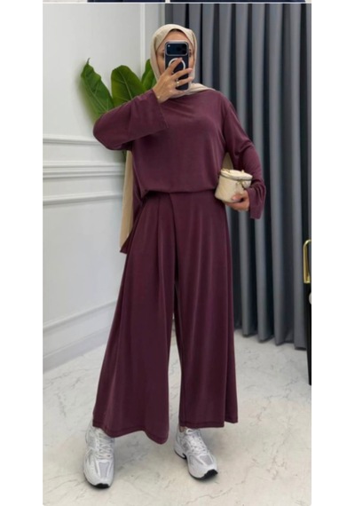 Premium Kupra Kumaş Şalvar Model Pantolonlu Takım Mürdüm & Haki S-m-l