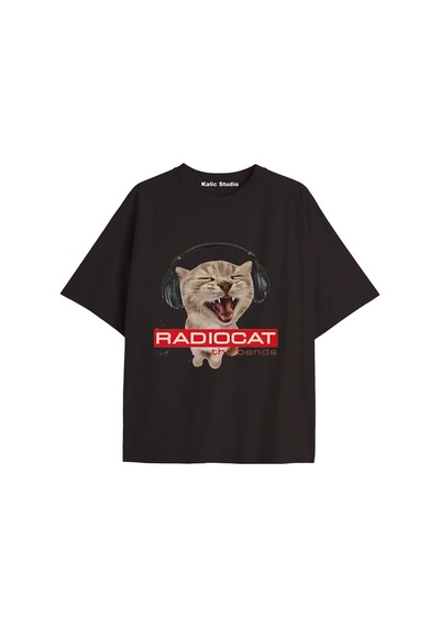 Kalic Studio Ünisex Radiocat Oversize T-shirt Siyah