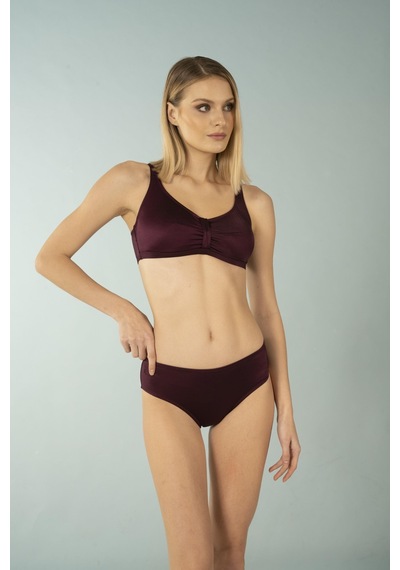 Estiva Luplu Toparlayıcı Yüksek Bel Büyük Beden Bikini Takımı - Mürdüm Çok Renkli