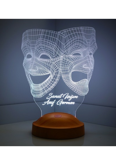 3D Led Lamba 3 Boyutlu Maske Kişiye Özel Hediye Gecelambası