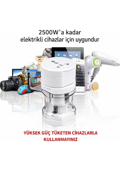 Universal Seyahat Adaptörü Dünya Priz Dönüştürücü 150+ Ülke Uyumlu Eu Us Uk Aus Kompakt Uluslararası Fiş Adaptörü