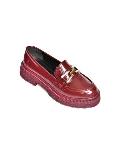 Fox Shoes T996198408 Bordo Rugan Kalın Tabanlı Makosen Kadın Ayakkabı Bordo-rugan Bordo