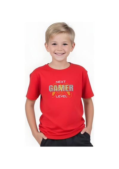 Fyk Kids Erkek Çocuk Yazlık Gamer Baskılı Alt-üst Takım Kırmızı